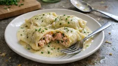 Lachsmaultaschen in Rieslingsauce – festlich, cremig und trotzdem schön leicht