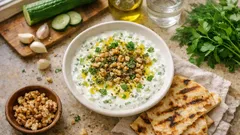 Cacık wie in der Türkei: erfrischender Joghurt-Gurken-Dip mit Knoblauch und Kräutern