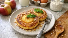 Apfelpfannkuchen mit gebackener Apfelscheibe – so werden sie saftig und goldbraun