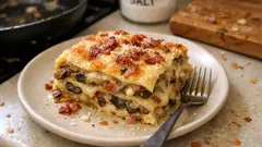 Steinpilz-Lasagne mit Béchamel und Parmaschinken – ein herbstliches Ofengericht