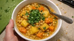 Vegetarisches Kartoffel-Süßkartoffel-Curry mit Kokosmilch – mild und richtig sättigend