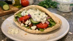 Vegetarischer Döner mit Schafskäse: schnell gemacht mit Gurken-Joghurt-Sauce