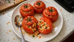 Gefüllte Tomaten aus dem Ofen: vegetarisch, saftig und in 20 Minuten fertig