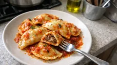 Gefüllte Teigtaschen mit Hackfleisch – so wird der Grießteig schön geschmeidig