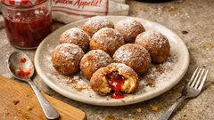 Dinkelkrapfen mit Erdbeermarmelade – schnell gemacht und herrlich fluffig