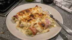 Überbackener Lauch mit Schinken – cremiges Ofengericht mit goldener Kruste