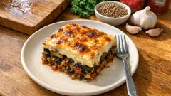 Linsen-Grünkohl-Moussaka aus dem Ofen – herzhaft, vegetarisch und richtig sättigend