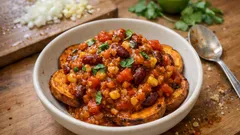 Süßkartoffel-Chili mit roten Linsen – vegan, sämig und schnell gemacht