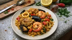 Meeresfrüchte-Paella mit Hähnchen aus dem Ofen – entspanntes Rezept für viele Gäste
