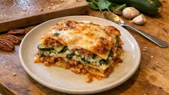 Leichte Geflügel-Ricotta-Lasagne: Putenhack mit Zucchini, Spinat und Käsekruste