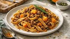Pasta mit Kürbis-Bolognese: herbstlich, würzig und in 30 Minuten auf dem Tisch
