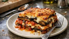 Gemüselasagne mit Käsekruste: so wird sie schön saftig und trotzdem gut schneidbar