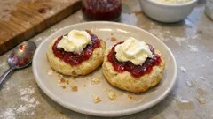 Scones mit Himbeerkonfitüre & Clotted Cream – in 15 Minuten goldgelb gebacken