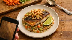 Zander auf cremigem Linsengemüse – mit knusprigen Topinambur-Streifen