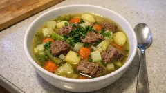 Deftige Gemüsesuppe mit Suppenfleisch – kräftig, sättigend und gut vorzubereiten