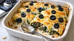 Spinat-Feta-Cannelloni aus dem Ofen: saftig gefüllt und cremig überbacken