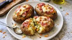 Gefüllte Ofenkartoffeln mit Lauch, Möhre und Mozzarella – warm und kalt richtig gut