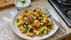 Herzhafter Zucchini-Schmarrn mit Halloumi – goldbraun aus der Pfanne, ganz unkompliziert