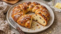 Oster-Hefekranz mit Dinkel und Rosinen – fluffig & einfach geflochten