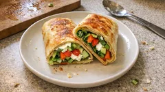 Vegetarischer Yufka-Wrap mit knackigem Gemüse – in der Pfanne schnell gemacht