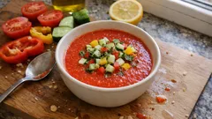 Gazpacho wie in Andalusien: kalte Tomatensuppe mit kräftiger Farbe dank einfachem Trick