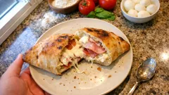 Calzone wie in Neapel: knuspriger Dinkelteig mit Ricotta, Schinken und Mozzarella